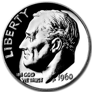 1960 Roosevelt Dime Gem Proof 1960 Roosevelt Dime Gem Proof